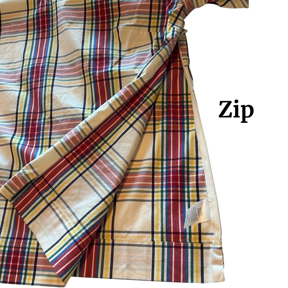 Talbots Tartan Plaid Top with Ruffle Neckline & Flutter 3/4 Sleeves Size Medium - Picture 8 of 11